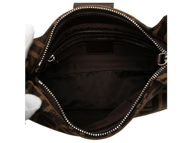 Borsa a tracolla Fendi Brown Zucca Canvas Marrone - vista 4