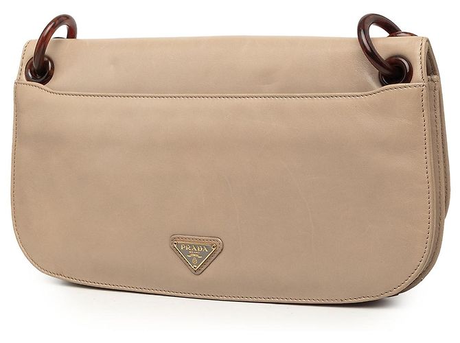 Borsa a tracolla Prada Swing in Nappa Beige con catena in resina - vista 2