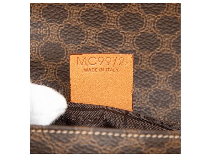 Céline Bolsa Tiracolo Celine Brown Macadam Coated Canvas Marrom - vista 6