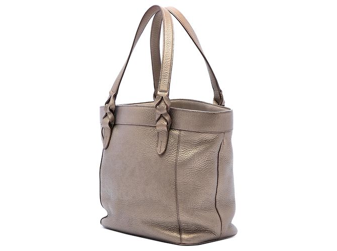 LOEWE Anagram Fusta Tote aus metallic-braunem Leder Bronze - Ansicht 2
