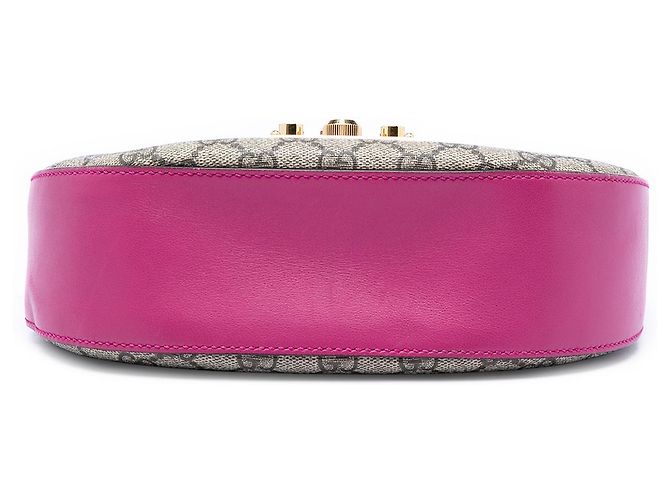Borsa a Tracolla Gucci Beige GG Supreme Web Padlock - vista 3