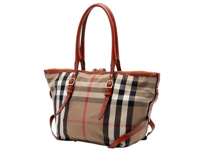 Borsa Burberry Brown Small House Check Canvas Bridle Salisbury Marrone Marrone chiaro - vista 2