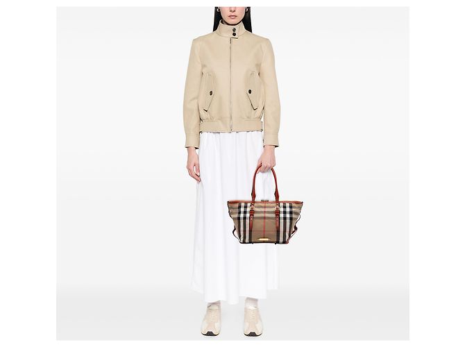 Borsa Burberry Brown Small House Check Canvas Bridle Salisbury Marrone Marrone chiaro - vista 6