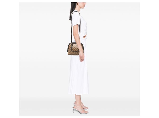 Bolsa Satchel Mini GG Crystal Dome Gucci Bege - vista 6