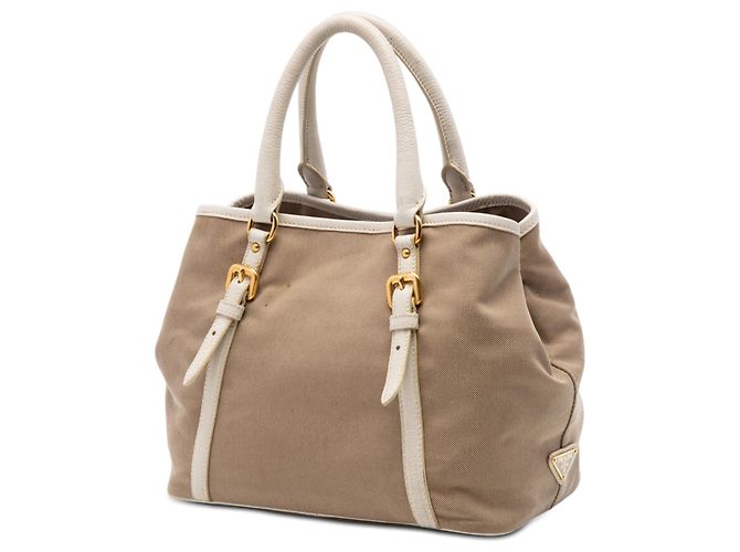 Prada Beige Canvas Canapa Logo Bow Satchel - Ansicht 2