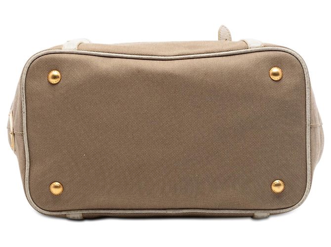 Prada Beige Canvas Canapa Logo Bow Satchel - Ansicht 3