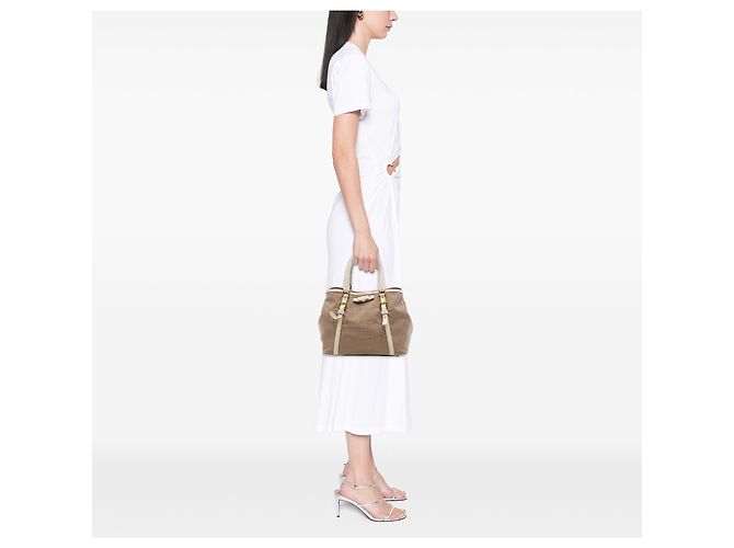 Prada Beige Canvas Canapa Logo Bow Satchel - Ansicht 6