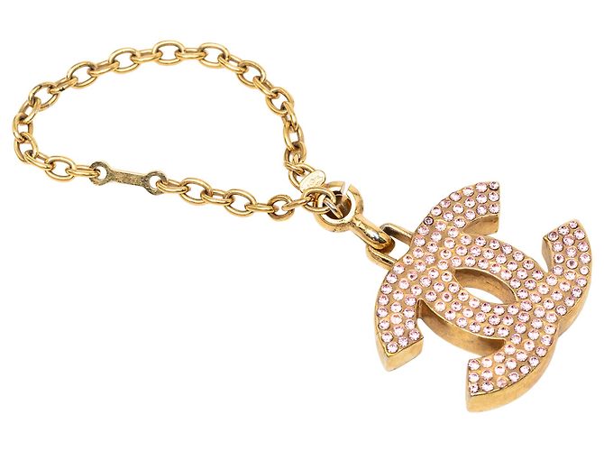 Amuleto de bolso Chanel Gold CC chapado en oro y strass Dorado - vista 2