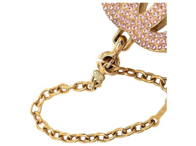 Amuleto de bolso Chanel Gold CC chapado en oro y strass Dorado - vista 3