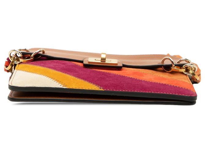 Borsa a tracolla Jane Chloé in patchwork di vitello e camoscio marrone, piccola con frange - vista 3