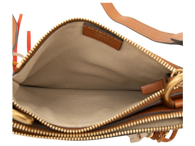 Borsa a tracolla Jane Chloé in patchwork di vitello e camoscio marrone, piccola con frange - vista 4