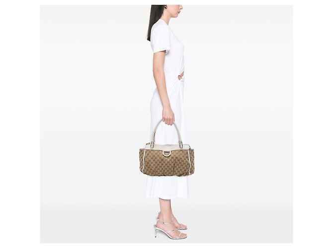Gucci Abbey D Ring Tote aus beigem GG Canvas - Ansicht 6