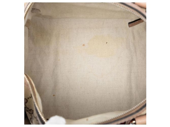 Borsa Boston Gucci Joy Media in tela GG beige con banda Web - vista 4