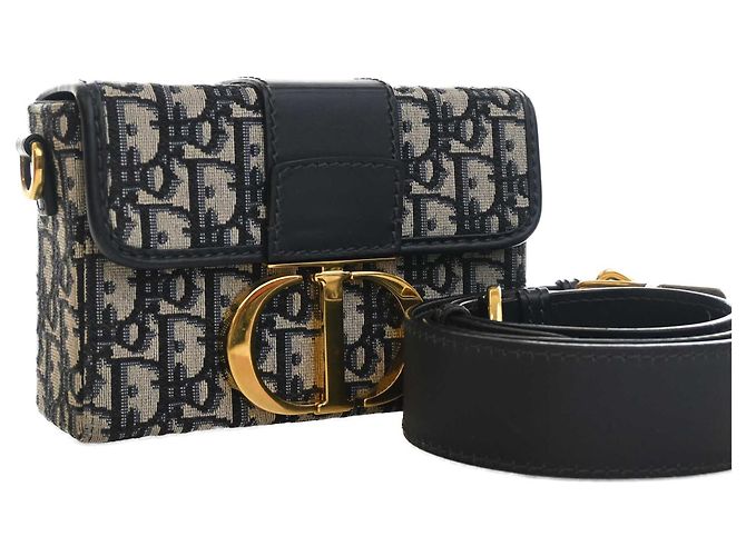 Borsa 30 Montaigne in tela Oblique blu Dior Blu navy - vista 7