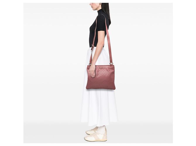 Gucci Borsa a Tracolla Rosa Stampa GG - vista 6