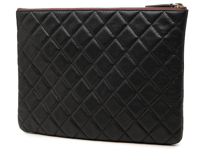 Clutch Chanel Black Medium Quilted Caviar O Case Nero - vista 2