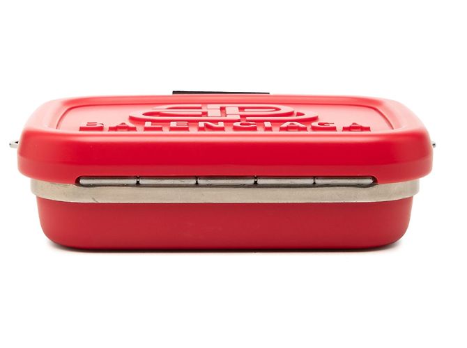 Balenciaga Mini Custodia Lunch Box in Acetato Rosso - vista 3