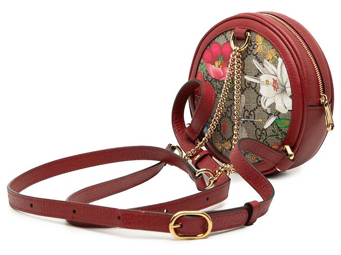 Gucci Beige Mini GG Supreme Web Flora Round Ophidia Rucksack - Ansicht 2