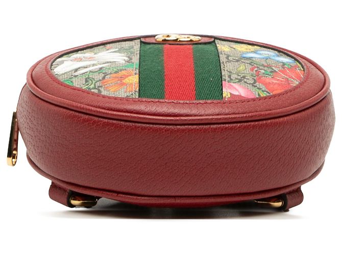 Gucci Beige Mini GG Supreme Web Flora Round Ophidia Rucksack - Ansicht 3