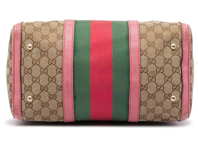 Bolso Boston Gucci Joy mediano en lona GG beige con banda Web - vista 3
