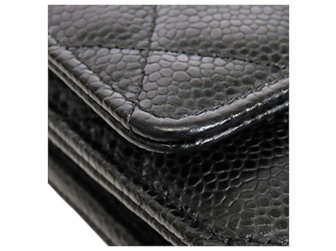 Chanel Black CC Quilted Caviar Wallet on Chain Nero - vista 13