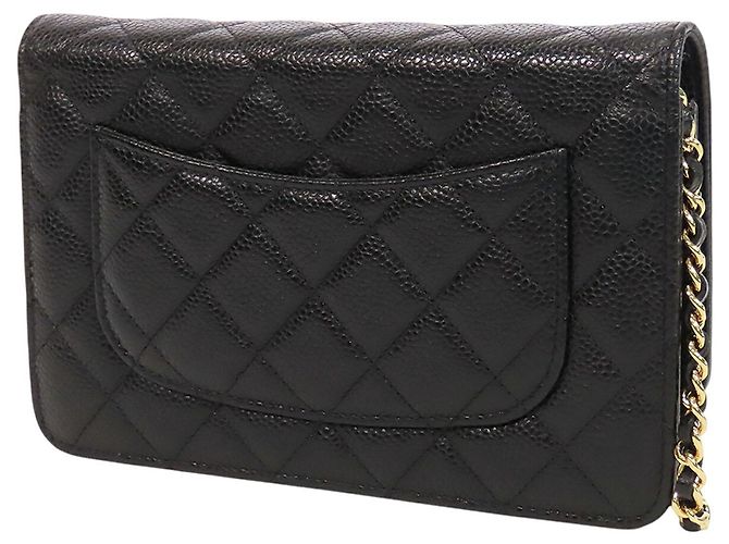 Chanel Black CC Quilted Caviar Wallet on Chain Nero - vista 2