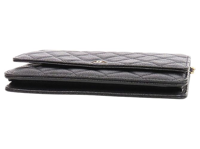 Chanel Black CC Quilted Caviar Wallet on Chain Nero - vista 3