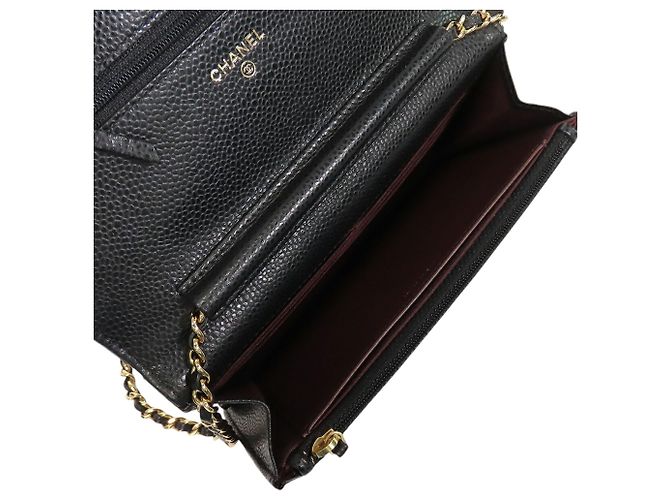 Chanel Black CC Quilted Caviar Wallet on Chain Nero - vista 4