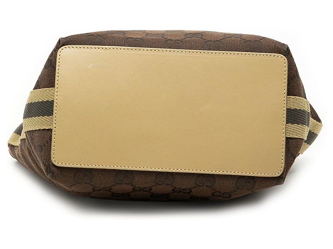 Bolsa de Ombro Gucci em Lona GG Marrom com Web Castanho escuro - vista 3