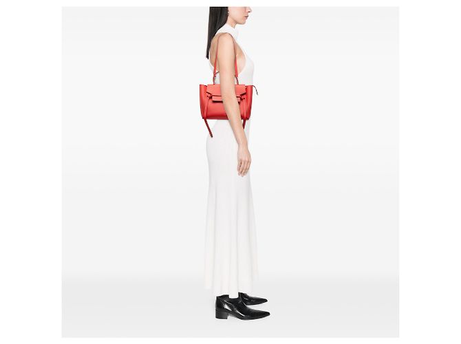 Céline Celine Mini Borsa Cintura in Pelle di Vitello Grana Rossa Rosso - vista 6