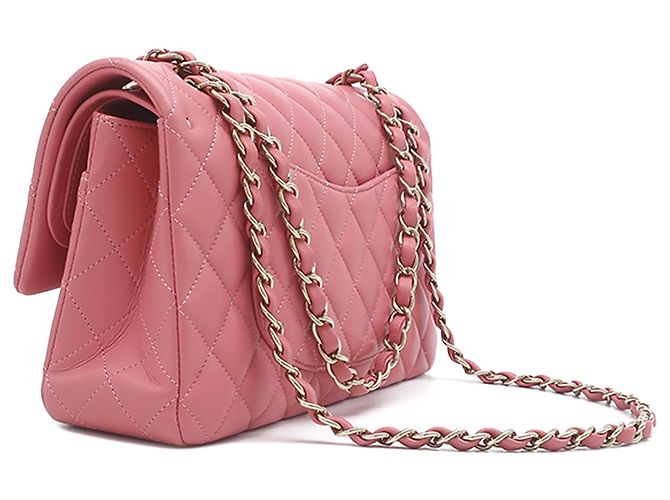 Chanel Pink Medium Classic Lambskin Double Flap Rosa - vista 2