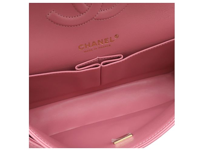 Chanel Pink Medium Classic Lambskin Double Flap Rosa - vista 4