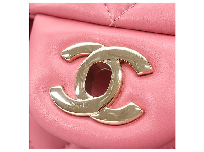 Chanel Pink Medium Classic Lambskin Double Flap Rosa - vista 6