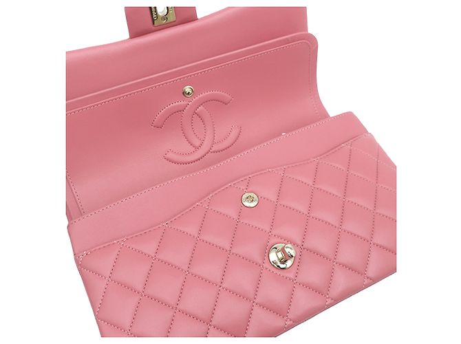 Chanel Pink Medium Classic Lambskin Double Flap Rosa - vista 8