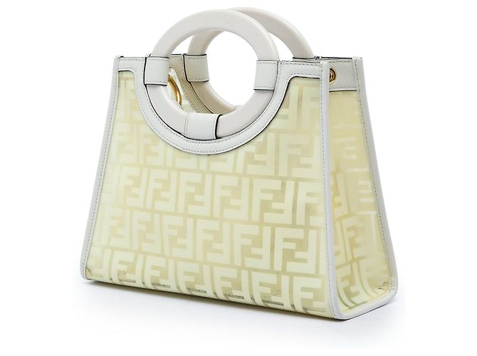 Borsa Shopper Fendi White Zucca PVC Runaway Bianco - vista 2