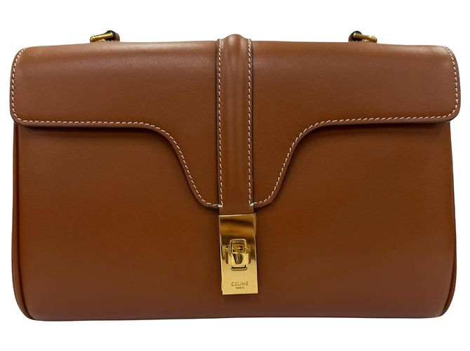 Céline Celine Brown Teen Smooth Calfskin Soft 16 Crossbody Marrone - vista 10