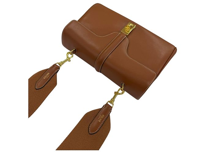 Céline Celine Brown Teen Smooth Calfskin Soft 16 Crossbody Marrone - vista 11
