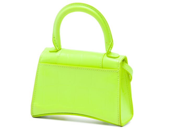 mala Hourglass Balenciaga Mini em pele de vitelo com relevo de crocodilo verde - vista 2