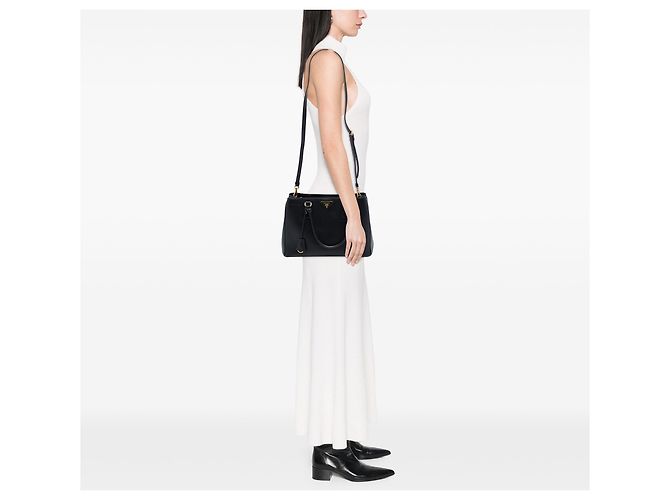 Borsa Prada Galleria Medium in pelle Saffiano nera Nero - vista 6