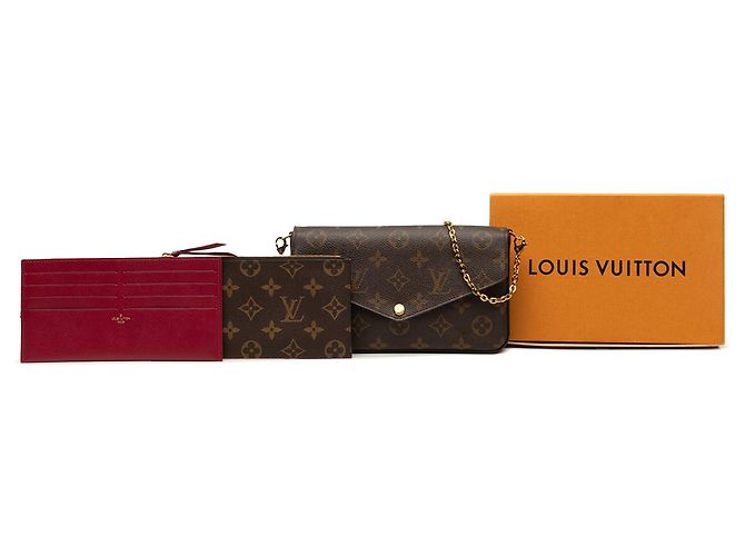 Louis Vuitton Brown Monogram Pochette Felicie Marrone - vista 7