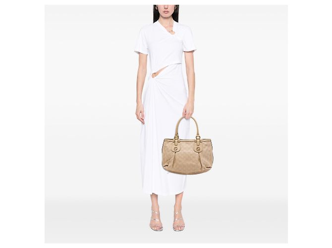 Sacola Gucci Beige Guccissima Scarlett Bege - vista 6