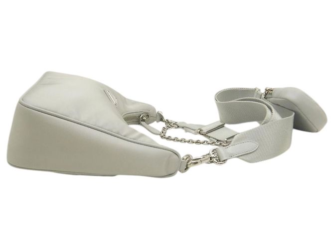 Borsa Satchel Prada Re Edition 2005 in Re-Nylon Grigio Marrone - vista 12