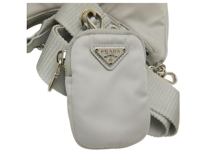 Borsa Satchel Prada Re Edition 2005 in Re-Nylon Grigio Marrone - vista 13