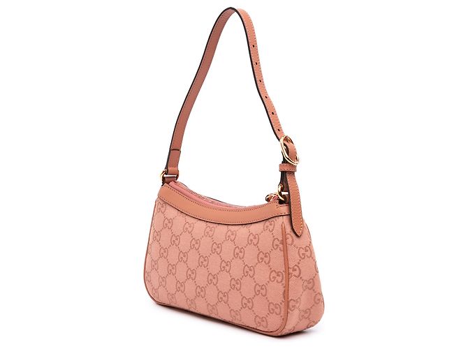 Borsa a tracolla Gucci Ophidia piccola in tela GG rosa - vista 2