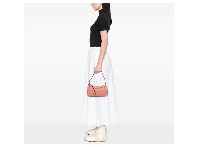 Borsa a tracolla Gucci Ophidia piccola in tela GG rosa - vista 6