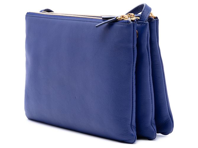 Céline Celine Trio Crossbody Large aus blauem Lammleder - Ansicht 2