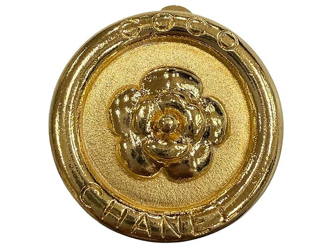Chanel Gold Vergoldete Camellia Runde Clip-On Ohrringe Golden - Ansicht 3