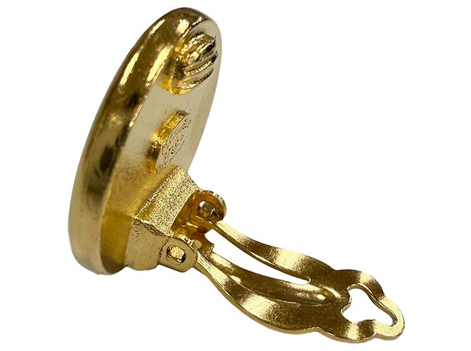 Chanel Gold Vergoldete Camellia Runde Clip-On Ohrringe Golden - Ansicht 5