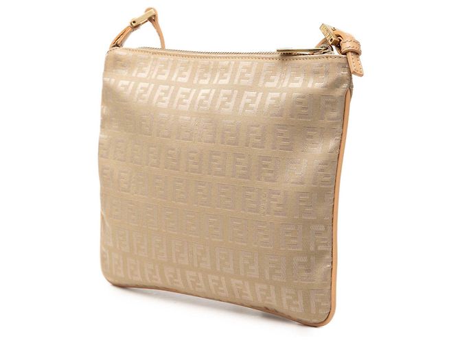 Borsa a tracolla Fendi Beige Zucchino Canvas - vista 2