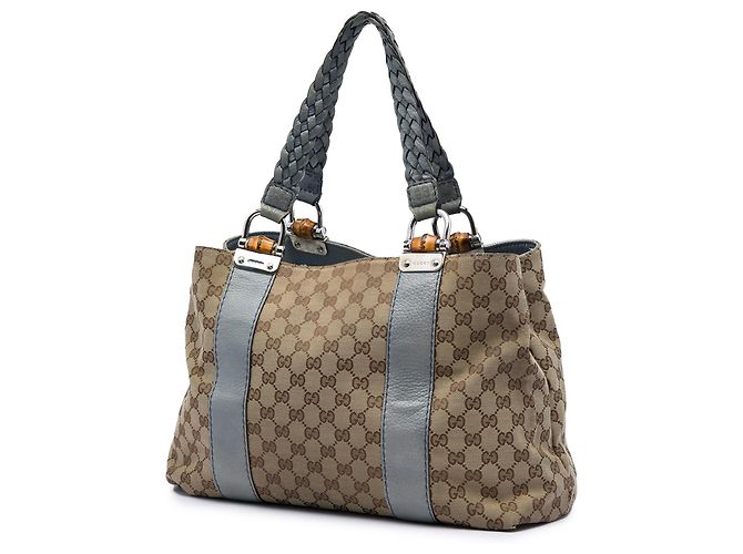 Gucci Beige Medium GG Canvas Bamboo Libeccio Tote - Ansicht 2